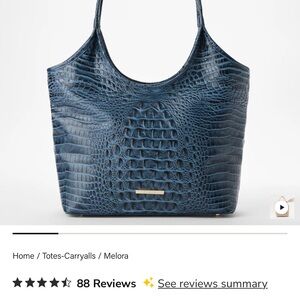Brahmin Navy Crocodile-Embossed Tote
